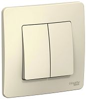 Переключатель с рамкой Systeme Electric Blanca 2-кл. проходной молочный картинка